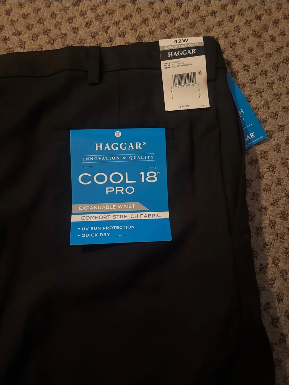 Haggar Black Flat Front Performance Shorts -NWT. - 42 Waist